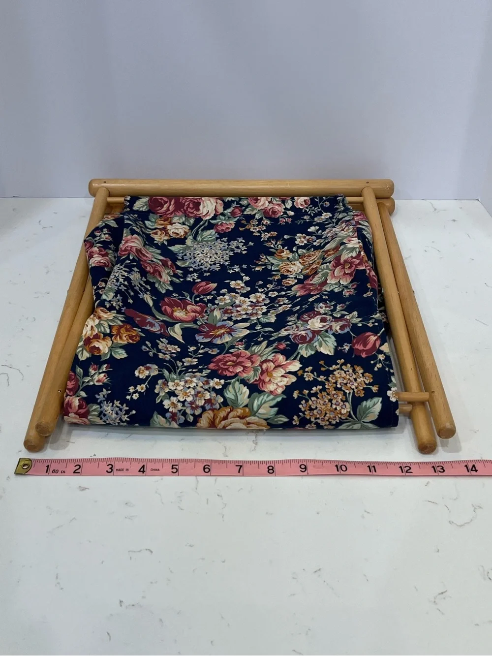 Vintage Foldable Wooden Sewing Basket Floral Knitting Craft Storage Caddy - Picture 14 of 15